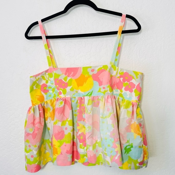 Handmade Vintage Floral Sheets Peplum Top M/L - Picture 4 of 6